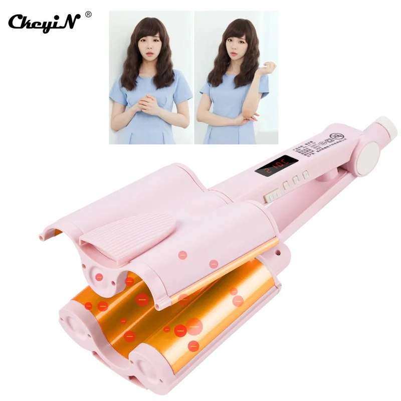 Щипцы для завивки волос бигуди с турмалиновым покрытием и ЖК дисплеем 3 валика