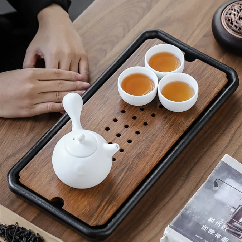 

Water Storage Bamboo Tea Tray Dry Bubble Chinese Modern Serving Tea Tray Luxury Tea Ceremony Bandeja Madera Teaware DG50CP