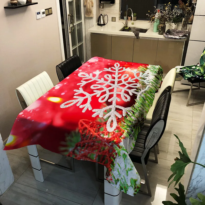 

Beautiful Christmas Decoration Tablecloth Oilproof Waterproof Rectangular Table Cloth Practical Tablecloth for Christmas Dinner