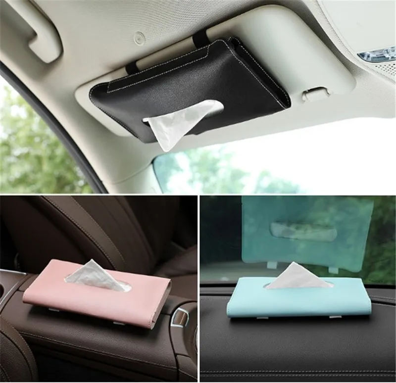 

Car sun visor leather tissue box Tissue Box Towel Sets Holder Auto Interior Storage Decoration Car Accessories
