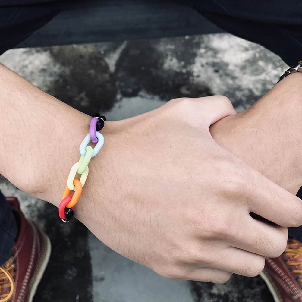 1 шт. акриловый браслет радужного цвета ручной работы регулируемый геев и