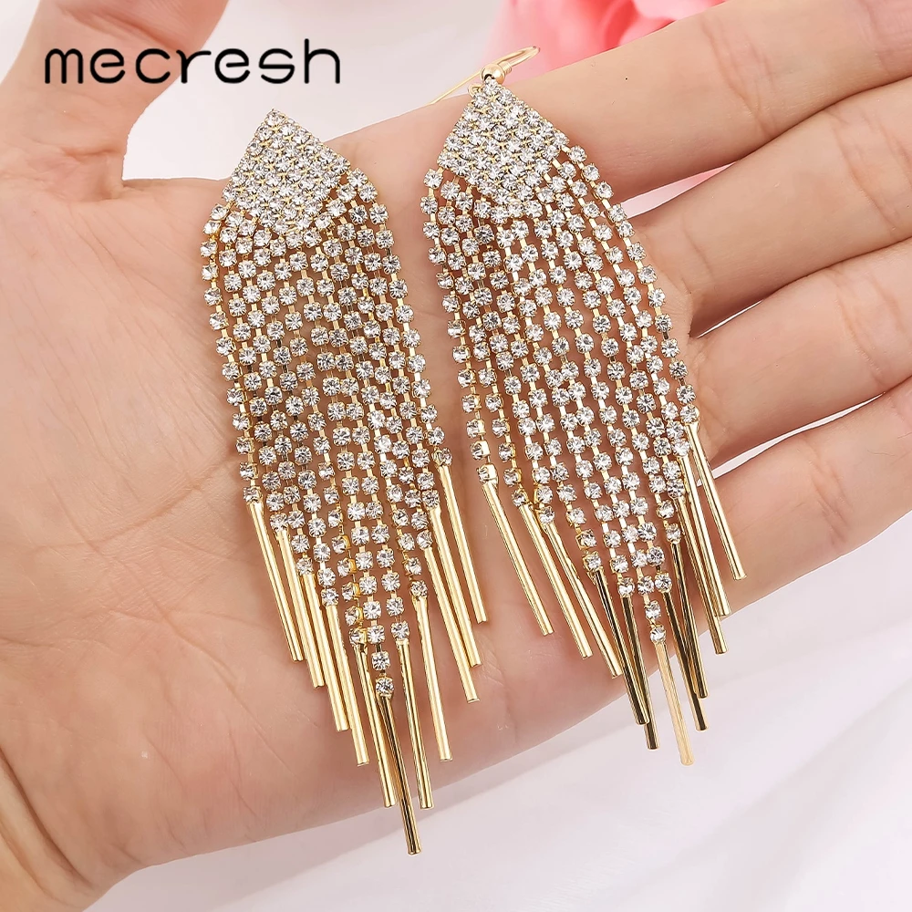 Mecresh эффектные длинные висячие серьги с бахромой и кисточками ювелирные изделия