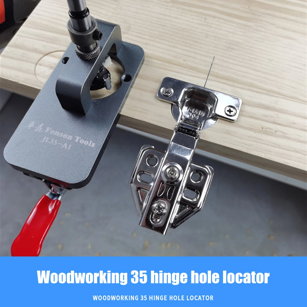 

Woodworking Hole Drilling Guide Locator 35mm Hinge Boring Jig with Fixture Aluminum Alloy Hole Opener Template Door Cabinets