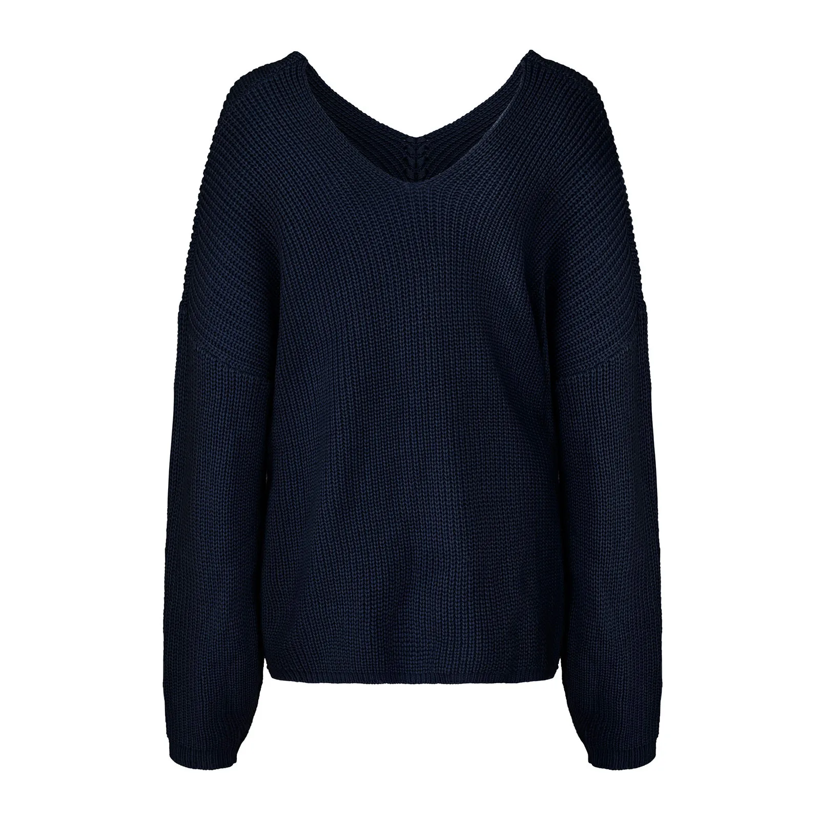 

V-Neck knitting Sweater Womens Fashion Solid Long Sleeve Loose Pullover Female Ribbed Winter Jumper Knitwear Ladies Soft Outwear