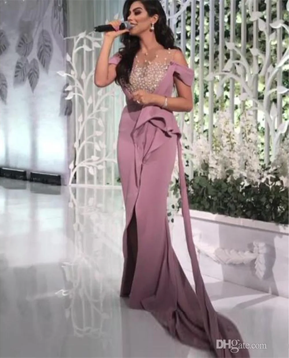 2020 платья для выпускного вечера Средний Восток с жемчугом прозрачным вырезом