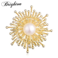 simulated pearl zircon flower brooches for women men retro new copper male female brooch pins fashion party jewelry 2020