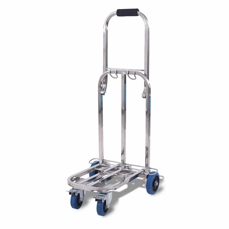 Stainless Steel Portable Luggage Cart with Bungee Cord For Personal, Moving, Travel and Shopping, Folding Wagon Can Load 120KG