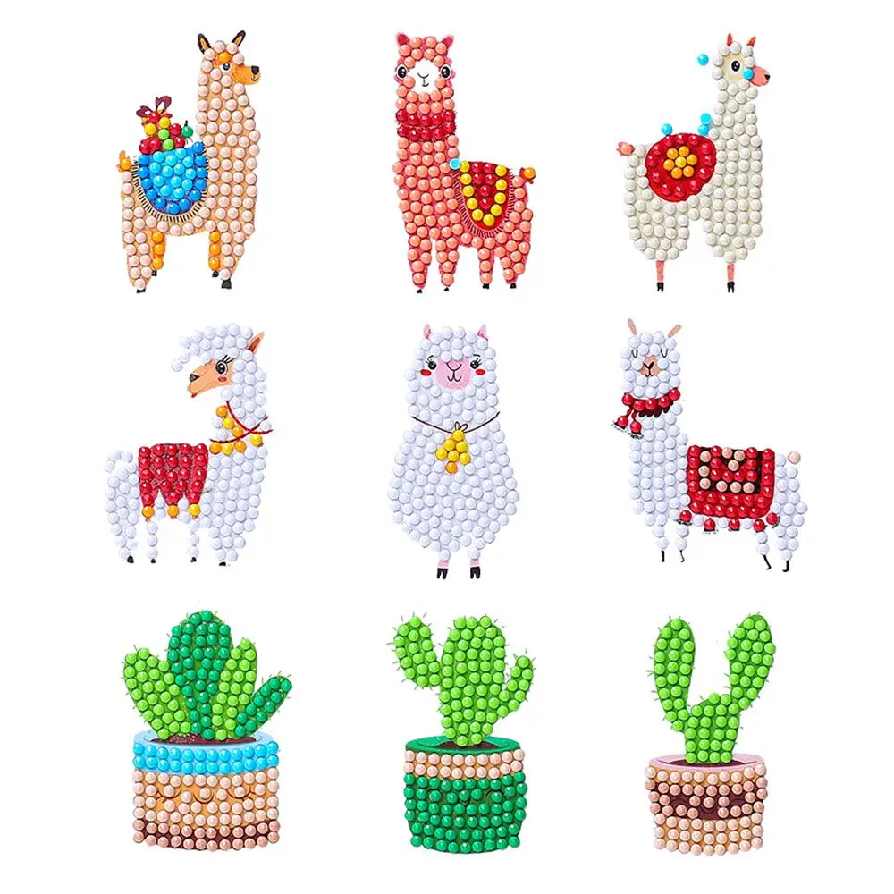 

Paint Kids Adult Beginners Resin Rhinestone Diamonds Mosaic Stickers Kits Alpaca Cactus DIY Diamond Painting Sticker