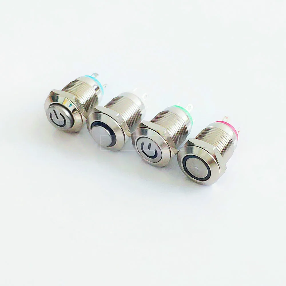 Кнопочный переключатель 12 мм цветной светодиодный с символом провода