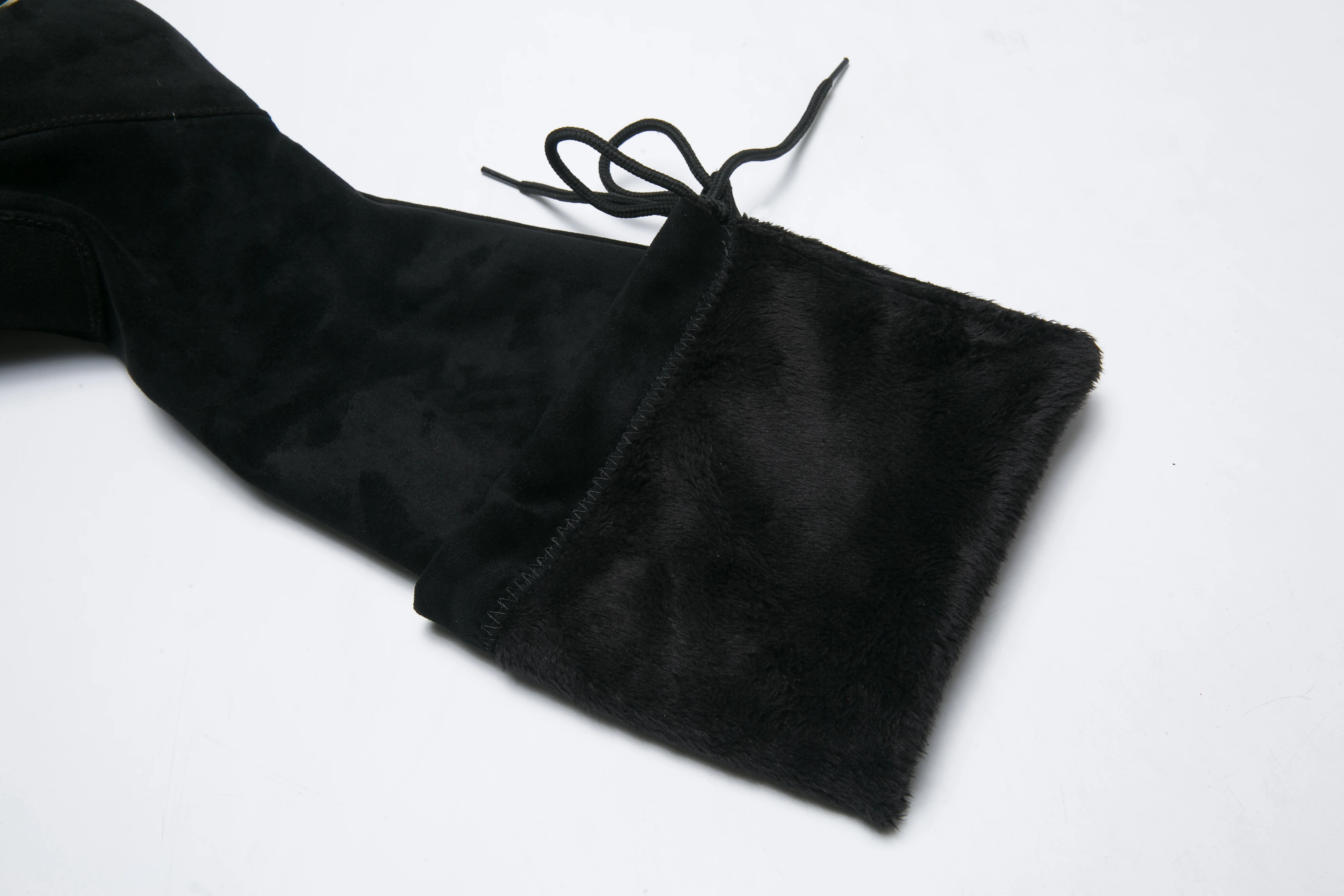 Зимние Сапоги выше колена женские эластичные тканевые чулки с эластичным бортом