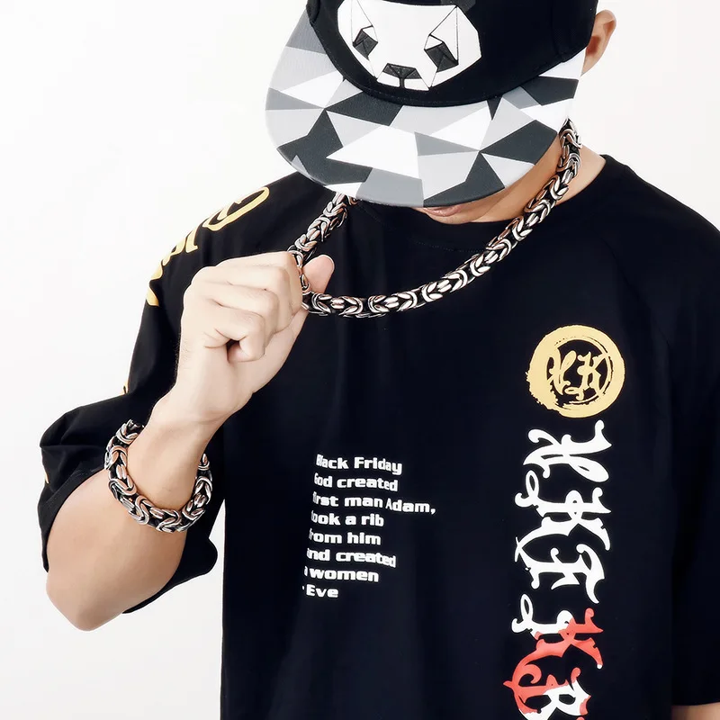 13 мм тяжелая хип-хоп ретро византийская цепочка из нержавеющей стали ожерелье