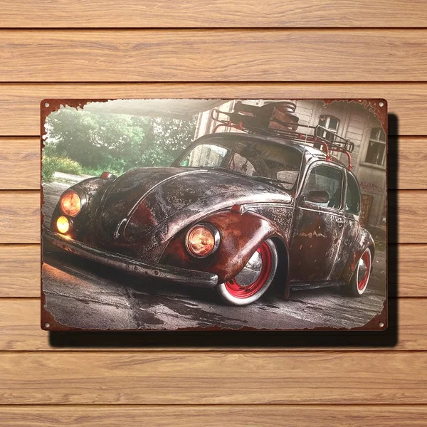 Жестяная вывеска винтажный VW Beetle Ретро жестяной знак Бар Паб домашний