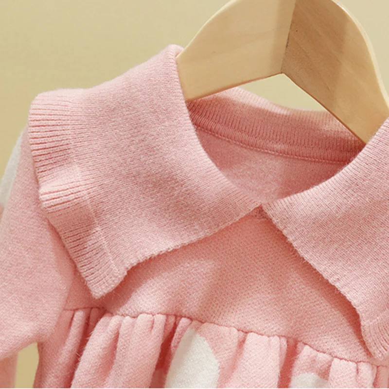 

Sodawn 2021 Autumn Winter Sweater Polka Dot Pattern Baby Clothes Girl Clothes Long Sleeve Lapel Baby Knitwear