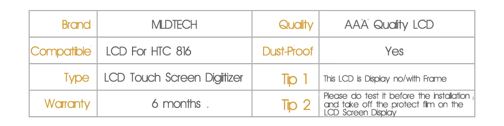 ЖК-дисплей для HTC Desire 816 816H 816G 816W D816X 816D 816T Сенсорный экран дигитайзер Замена с рамкой черный 5,5''
