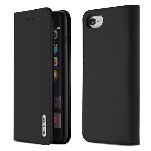 Black Чехол-Кошелек DUX DUCIS из натуральной кожи для iPhone 8, 7, Xs, винтажная Магнитная откидная крышка для iPhone Xs Max, XR, X, 7, 8, 6s, 6 Plus, чехол - Цвет: Black