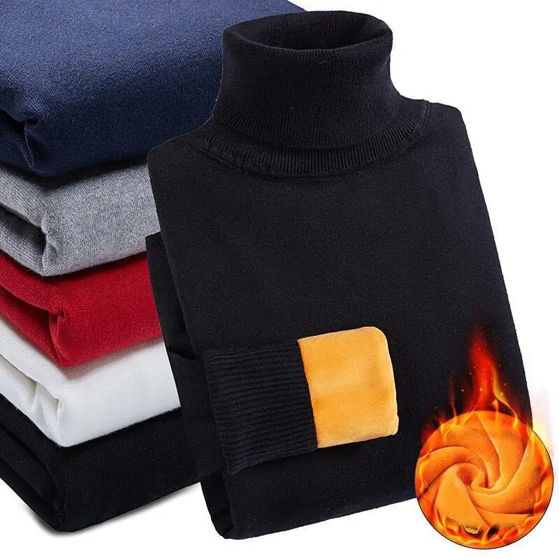 Супертеплый свитер 2020 Мужская водолазка тонкий мягкий флисовый пуловер