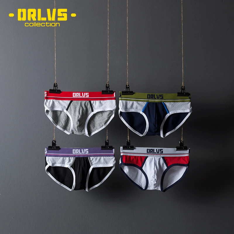 

4 PCS/LOT Men Briefs Sexy Men Underwear Cotton Patchwork Low Waist Underpants Breathable U Convex For Gay Quick Dry Fashion