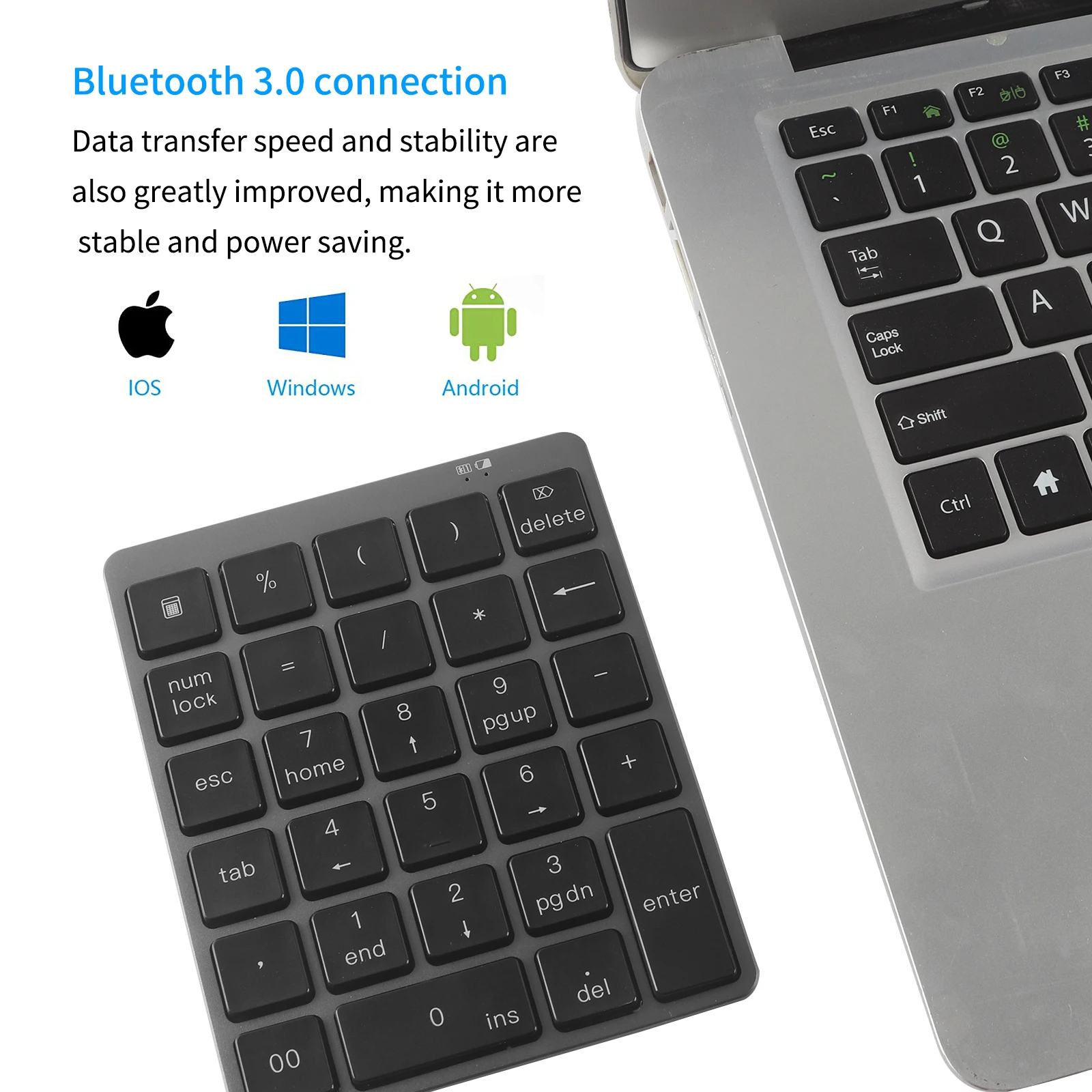 Цифровая клавиатура перезаряжаемая Беспроводная мини с 28 клавишами