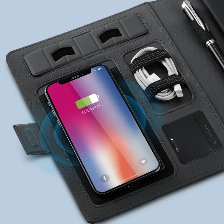 Новое поступление деловой дорожный блокнот A5 папка портфель с проводом 5000 мАч и