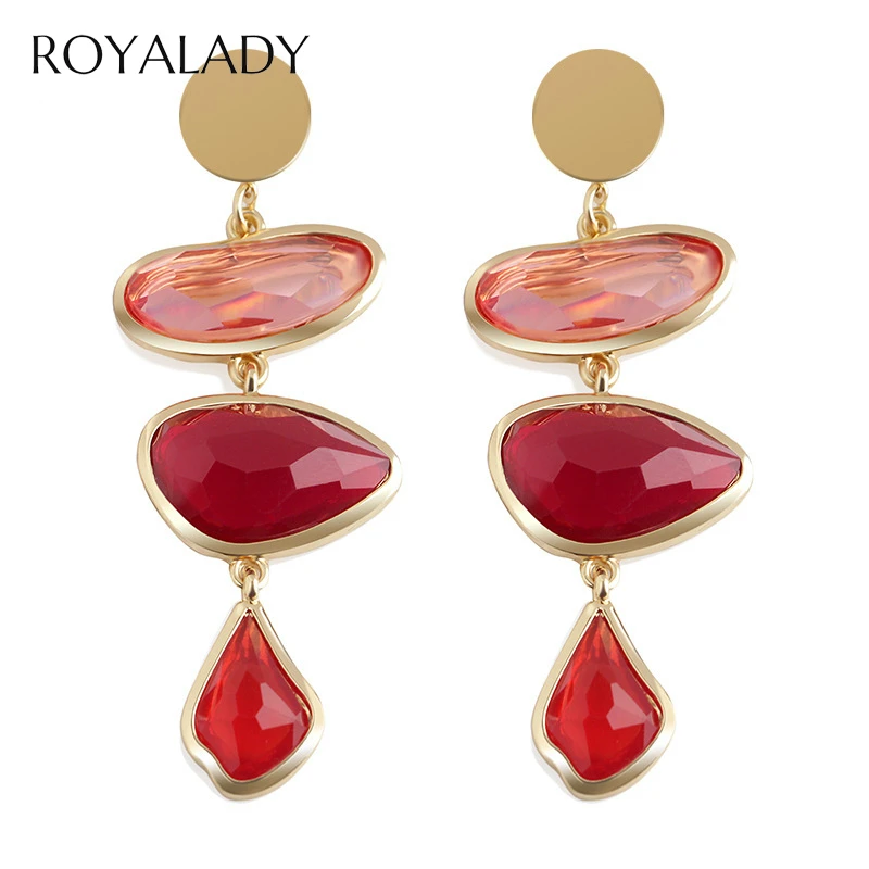 Модные геометрические длинные серьги из смолы для женщин красные синие цвета