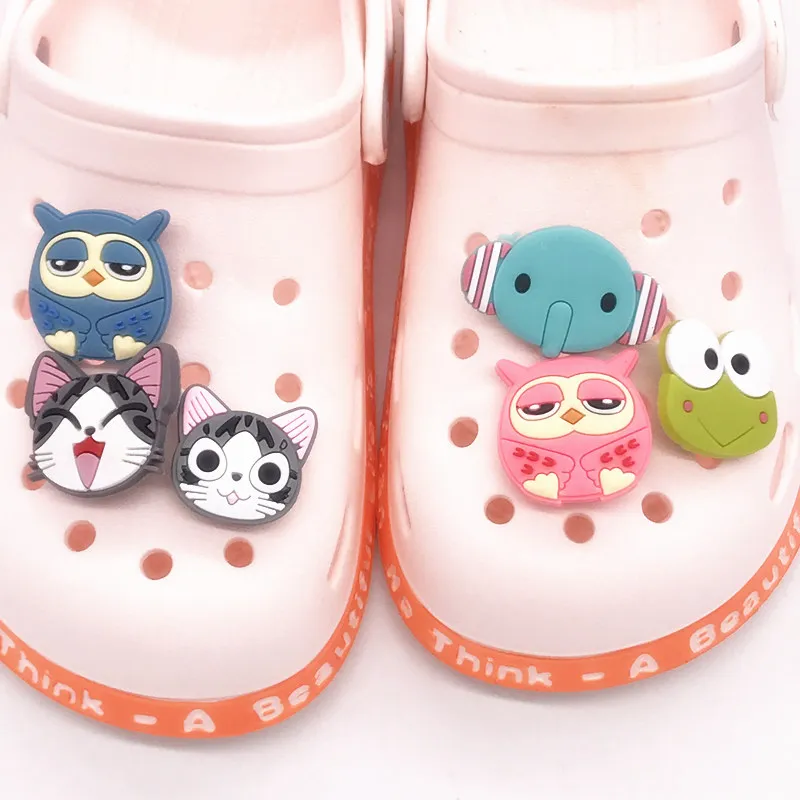 

1 шт. Симпатичные животные из ПВХ застежки для обуви Chi's Cat Owl, подходящие ленты, Аксессуары для обуви, украшение для обуви, искусственный пода...