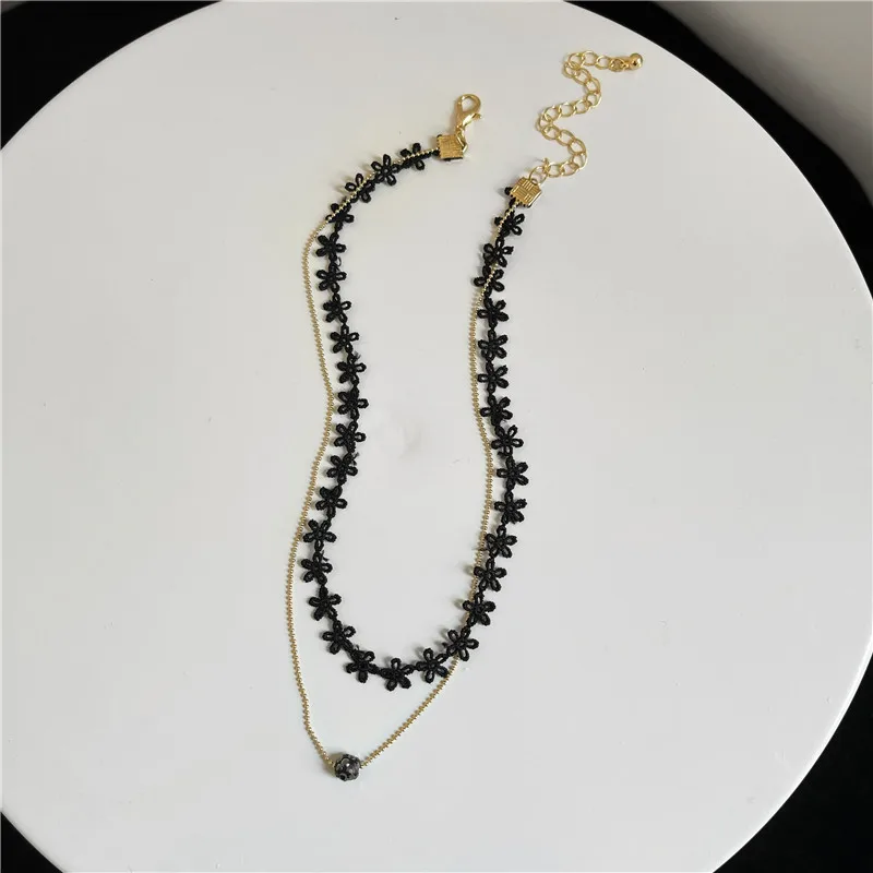 

South Korea female lace necklace choker collarbone chain of neck collar short web celebrity vintage black necklace