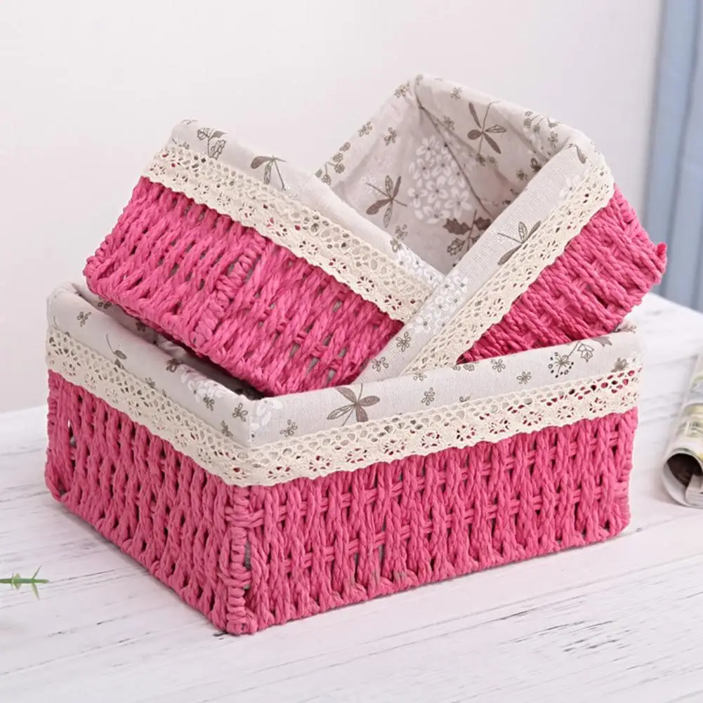 

Storage Basket Eco-friendly Wear Resistant Fabric Anti-deform Rattan Organizer Basket for Home Storage Basket Organizer Basket