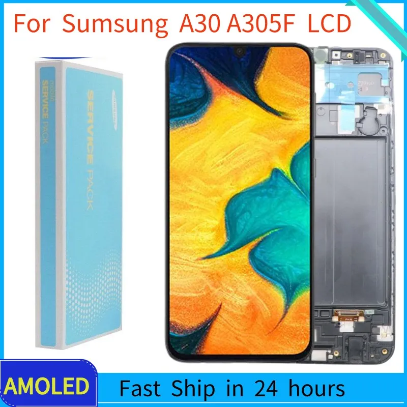 

Super AMOLED 6.4''Screen LCD For Samsung Galaxy A30 A305 SM-A305F A305FN LCD Display with Frame Touch Screen Digitizer Assembly