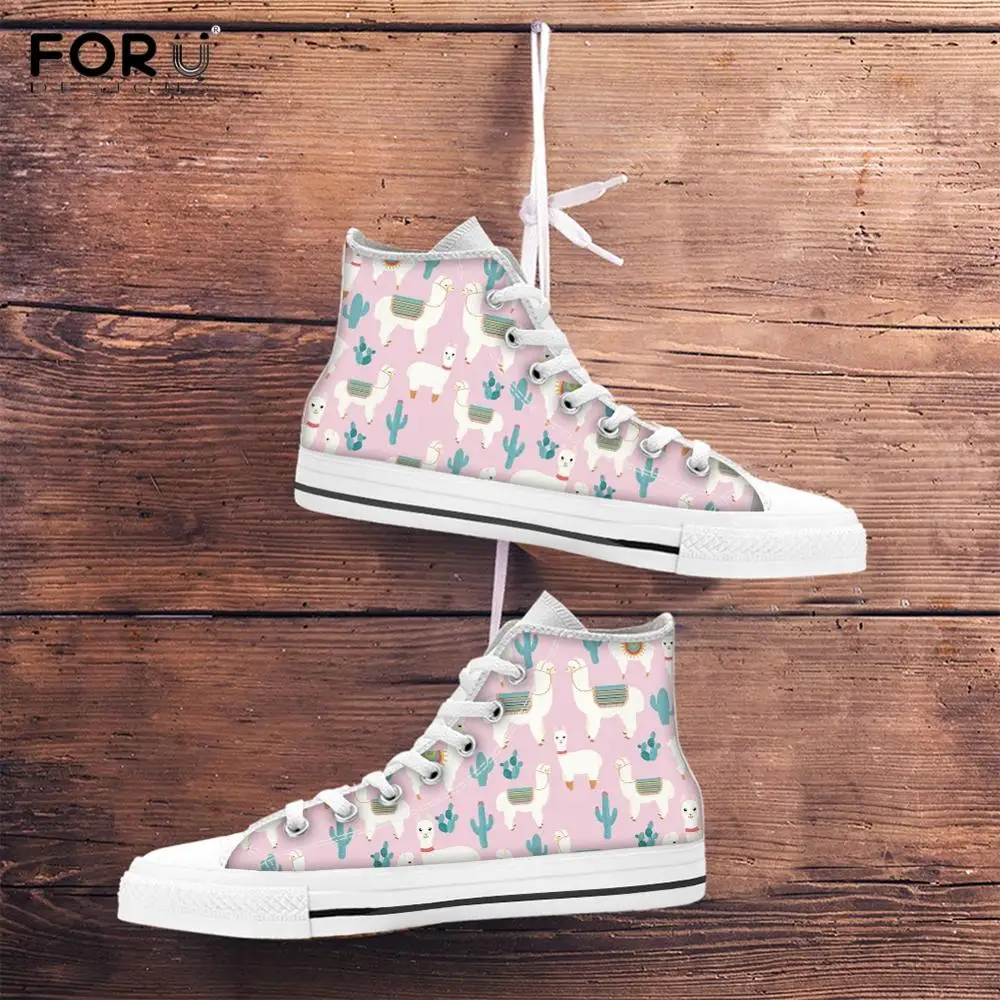 Женские кроссовки с высоким верхом FORUDESIGNS розовые из вулканизированной резины 3d