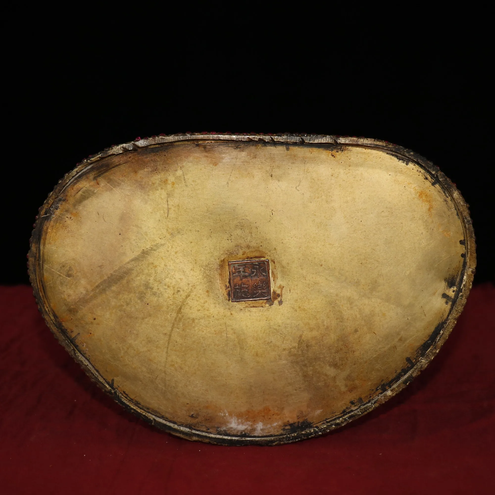 

12"Tibet Buddhism Old Bronze Gilt mosaic Gem Shakyamuni Buddha Amitabha Wearing a gem robe Enshrine the Buddha