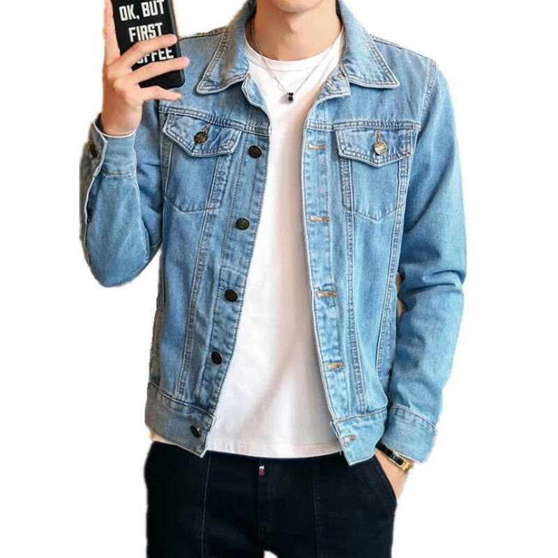 Мужская джинсовая куртка приталенная модная уличная одежда Casacos Masculino Coats