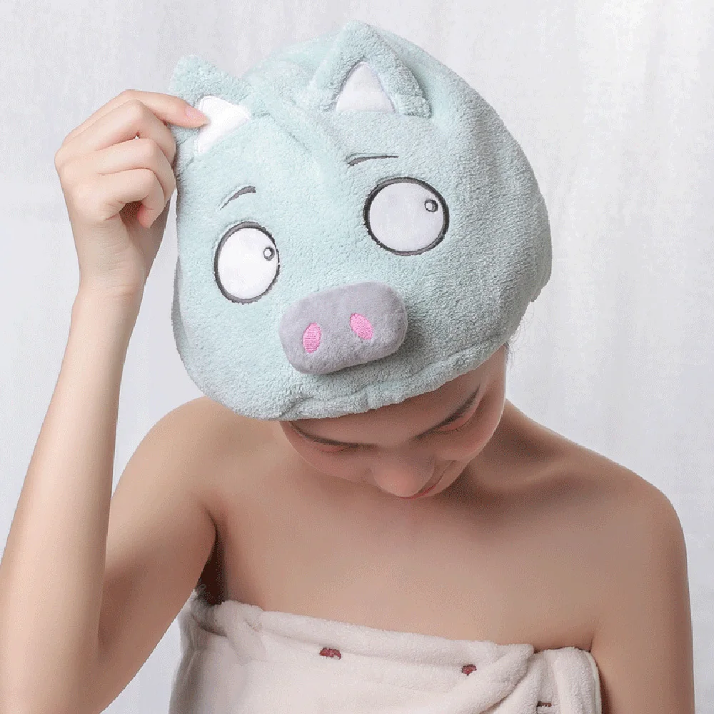 Милый мультяшный флуоресцентный тюрбан для волос из микрофибры женское