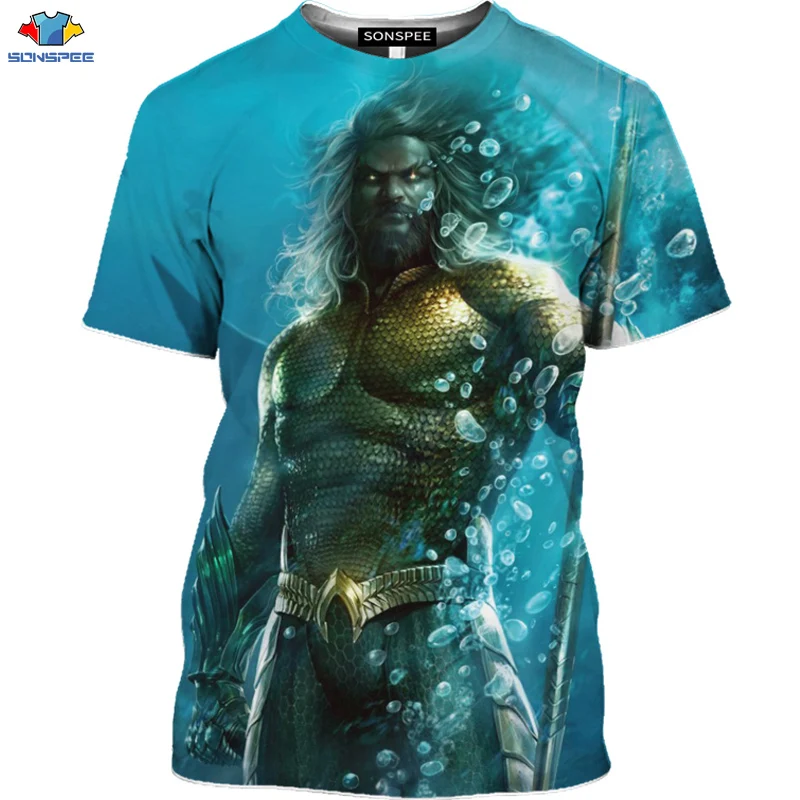 SONSPEE 3D Guild War Movie Aquaman футболка Морская жизнь мужская Повседневная подводная