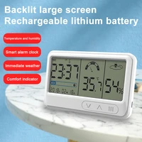LCD Electronic Desk Clock Temperature Humidity Meter Alarm Clock Hygrometer Thermometer Digital Hygrothermograph For Home