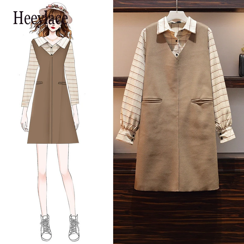 2019 осеннее женское свободное платье в клетку с длинными рукавами и бантом на шее