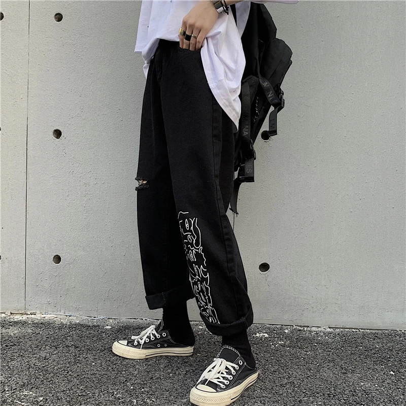 Джинсы SHENGPALAE женские летние повседневные ковбойские свободные с принтом|Прямые