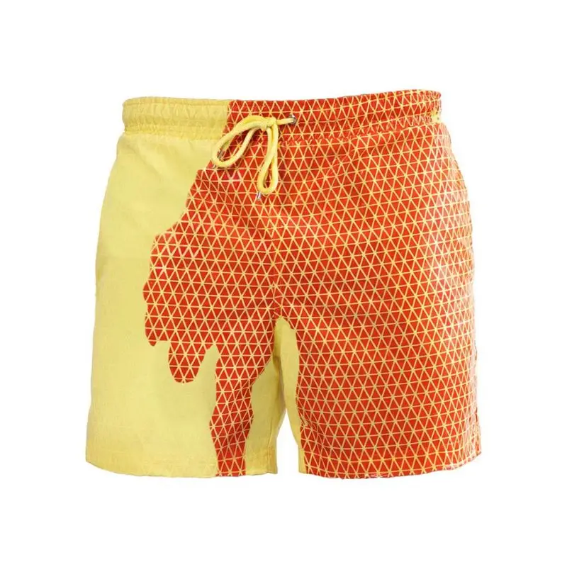 

Color-changing Beach Shorts Men Quick Dry Swimwear Beach Pants Warm Color Discol U50C