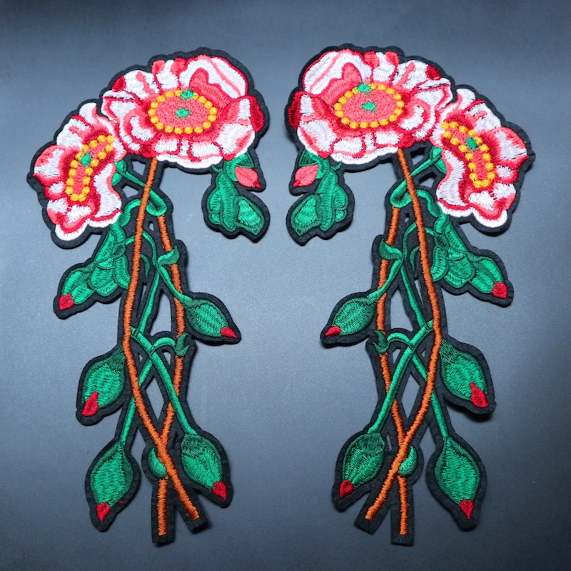 1 пара патчи с крупными красными цветами для одежды | Дом и сад