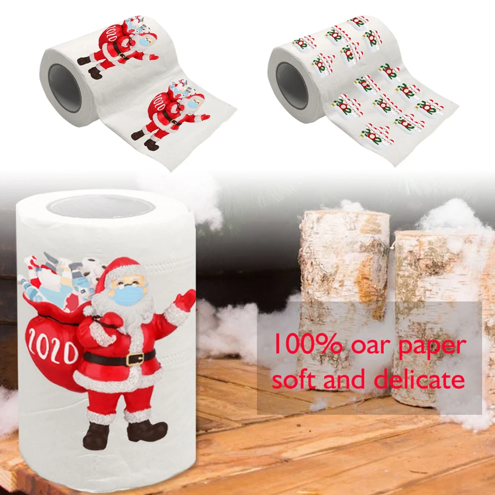 

3 Roll Of Toilet Paper Decorative Printing Toilet Tissue Roll Restaurant Christmas Gift Paper Soft 3 Layers
