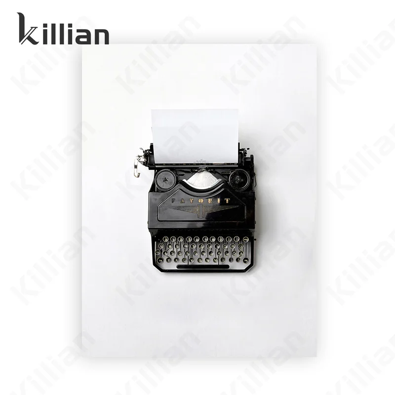 Винтажная черно-белая пишущая машинка фотография картина плакат холст печать