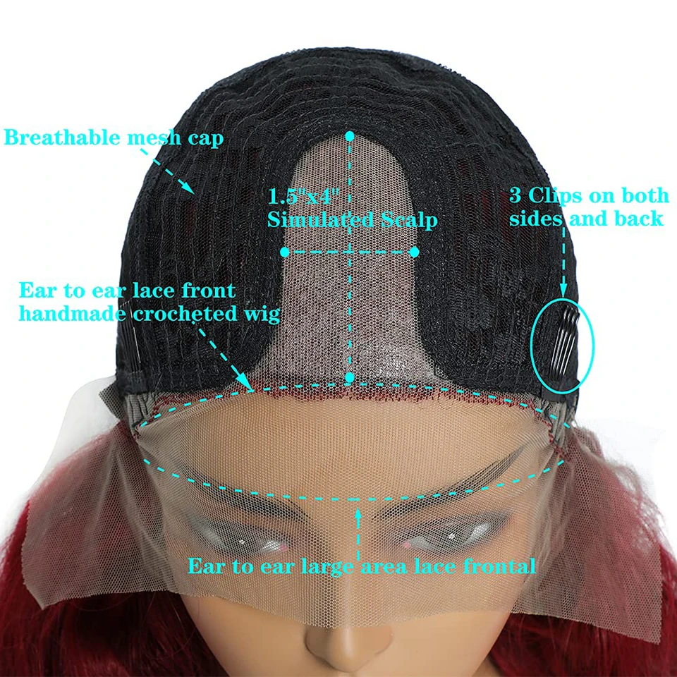 Парики на сетке спереди бордовый парик 26 дюймов длинные волнистые кудрявые смеси