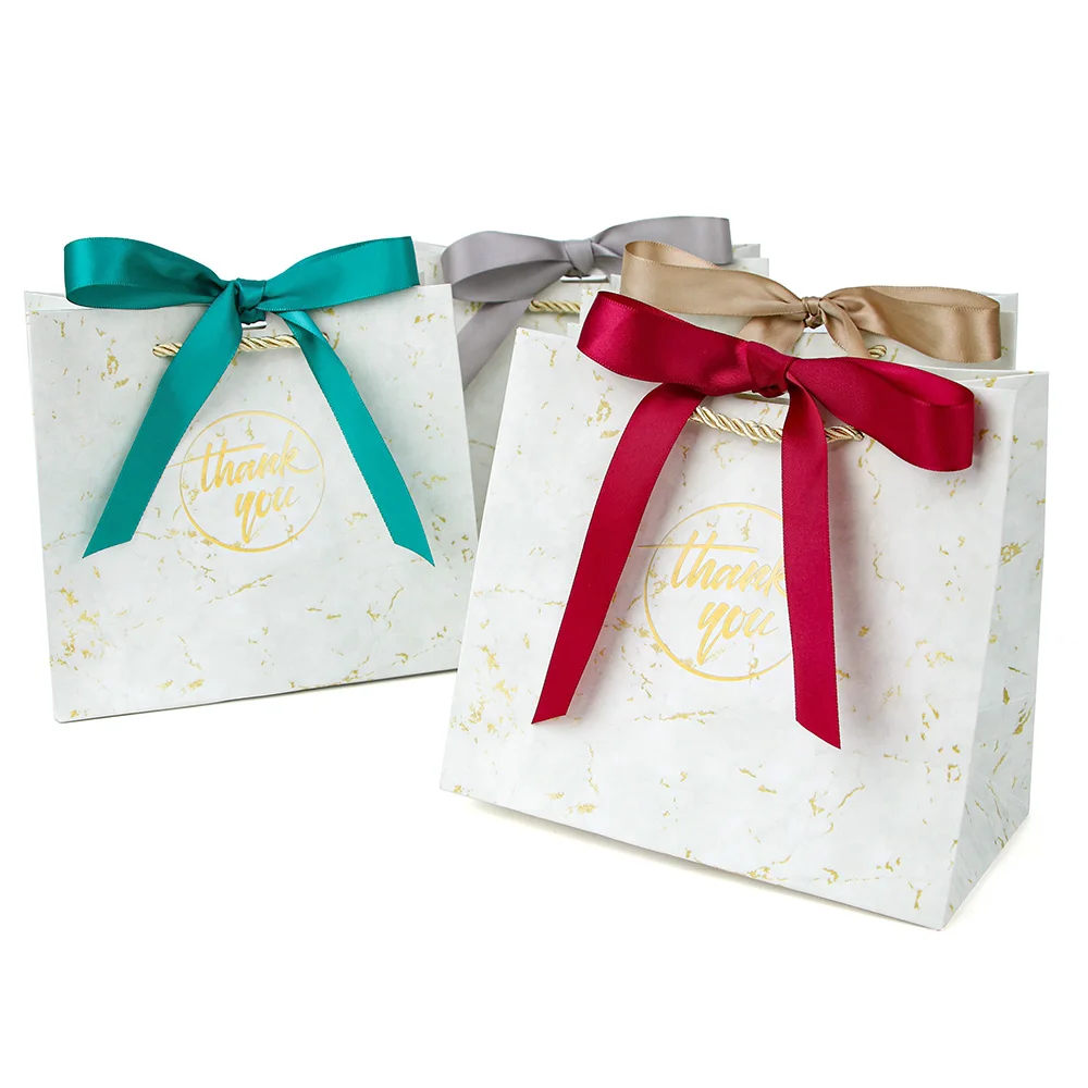 5pcs / 10pcs / marble pattern gift paper bag holiday celebration gift box packaging carton birthday party small paper bag
