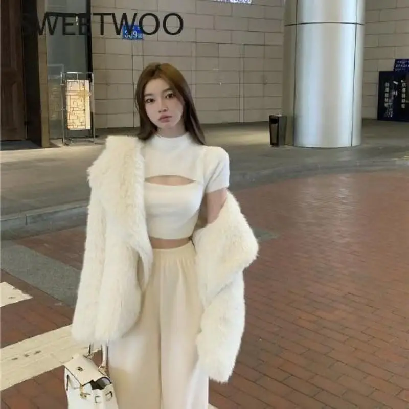 Faux Natural Fur Small Fragrance Wind Senior Sense of White Temperament Famous Lady Female Warm Leather Coat High Quality 2022