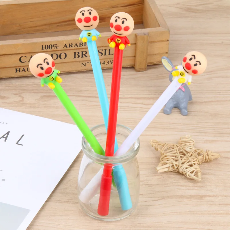 24 pcs Cute cartoon creative smile doll gel pen red nose clown smiley black student stationery kawaii pens papelaria caneta