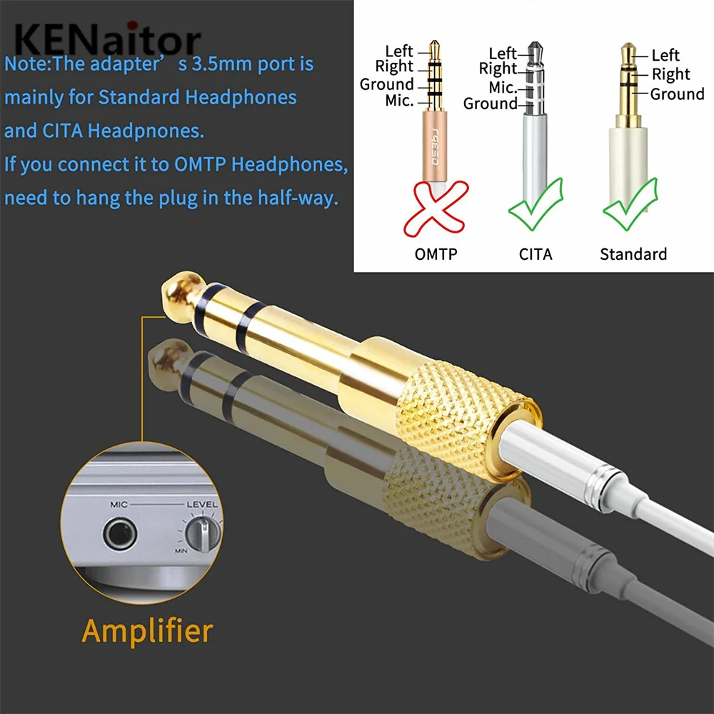 6 35 mmMale до 3 5 мм Женский стерео аудио адаптер позолоченный усилитель для наушников