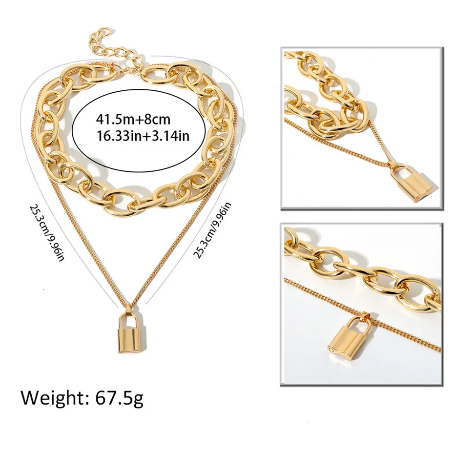 Ingemark панк Lover's Lock кулон ожерелье в богемном стиле ключица Золотая толстая цепочка ожерелье подарок на день Святого Валентина