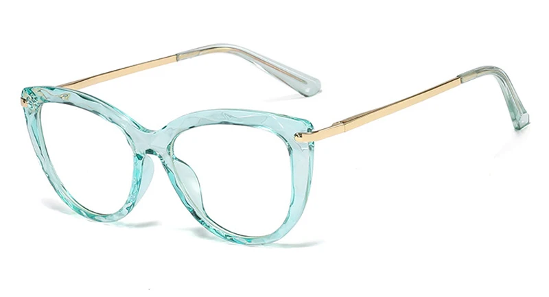 light green Peekaboo tr90, женские очки по рецепту, женские, кошачий глаз, половина металла, золотые, черные, прозрачные очки, Женская оправа, прозрачные линзы - Цвет оправы: light green