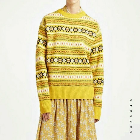 Шотландский желтый/серый жаккардовый свитер с вырезом ярко-серая островка