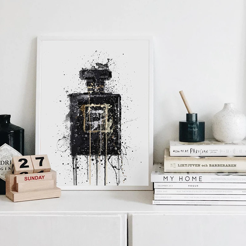 

AAHH Abstract Canvas Painting Wall Art Print Fragrance Bottle Graffiti Poster Art for Home Decor Wall No Frame