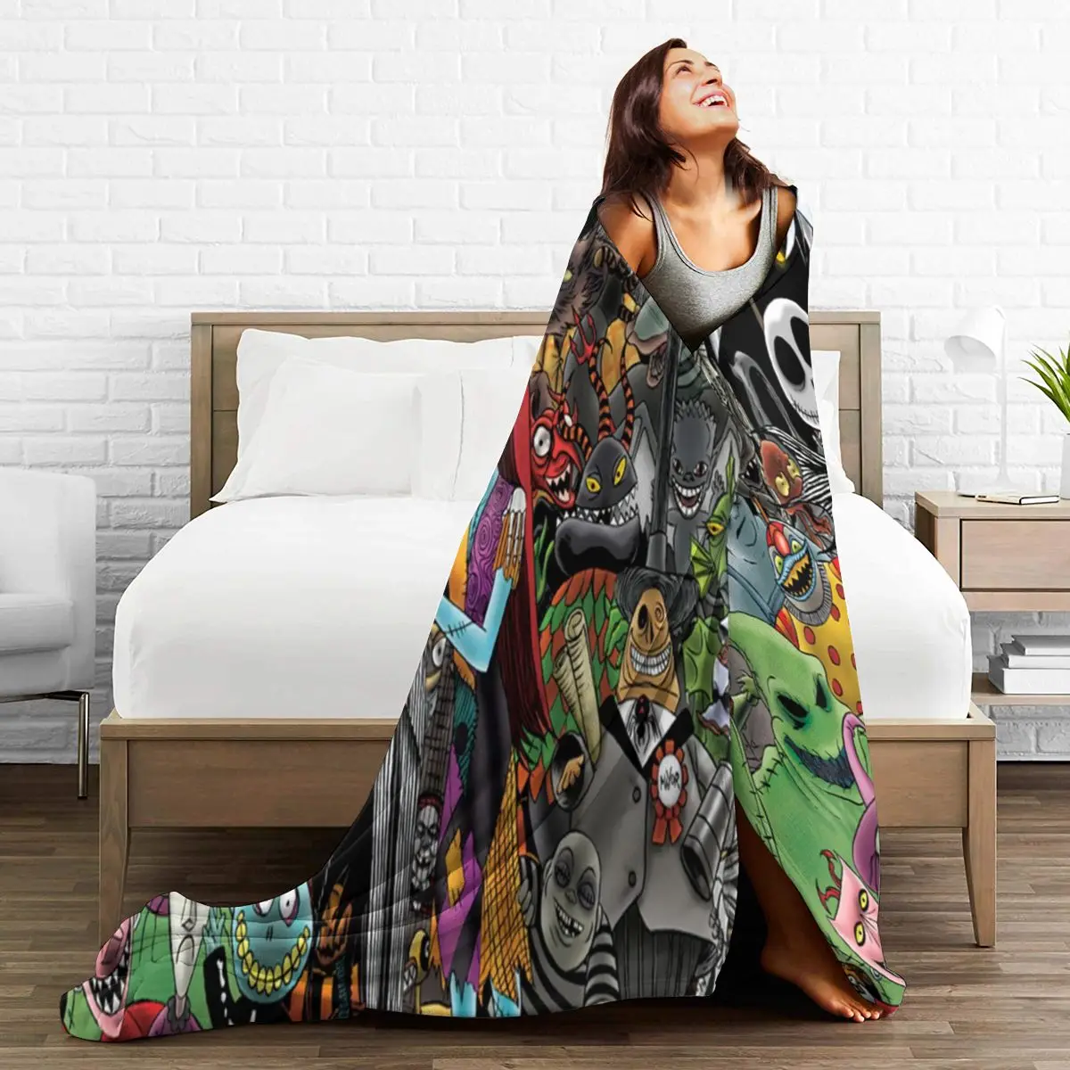 

Ultra Soft Sofa Blanket Cover Blanket Cartoon Cartoon Bedding Flannel plied Sofa Bedroom Decor for Children and Adults Black